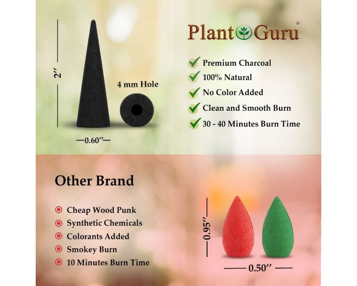 2 Unscented Charcoal Incense Cones Backflow